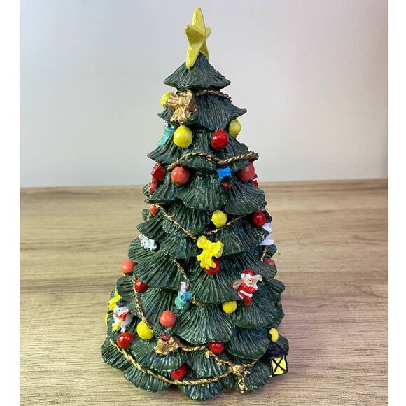 Vintage  8 inch Resin Hand Painted Christmas Tree Hollidays Decoration - Picture 1 of 10